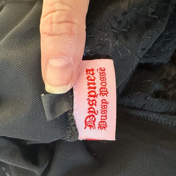 Dyspnea Sheer Black Sequin Mesh Mock Neck Long Sleeve Crop Top Hand Beaded Small - Picture 7 of 11